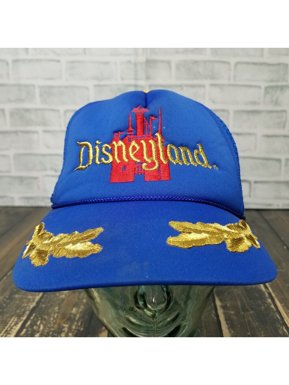 Vintage Disneyland Hat Trucker Red Castle BLUE Snapback Mesh Cap 80s Headwear